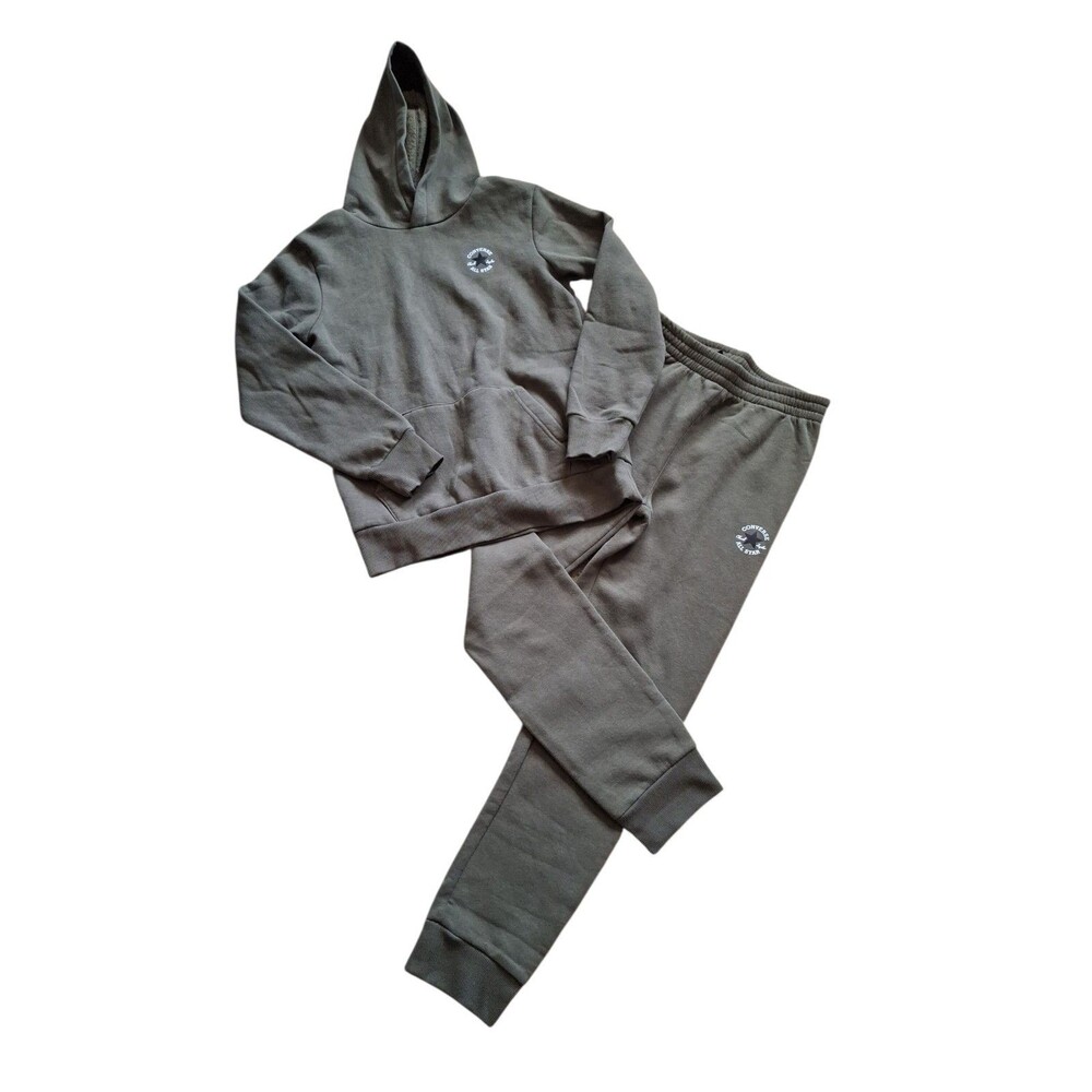 Kids Converse All Star Sweat Pants An Sweatshirt Set Olive Green Size 12-13 Yrs